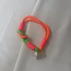 スマホストラップ オレンジ&ネオングリーン