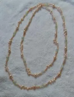 オレンジ系淡水パールロングネックレス