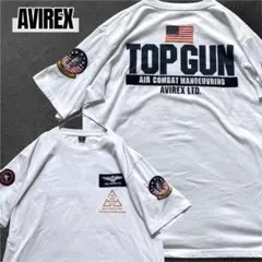 AVIREX TOP GUN ワッペン 半袖 Tシャツ メンズ 白 2XL 希少のサムネイル