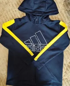 adidas フルジップパーカー ネイビー/イエロー　裏フリース