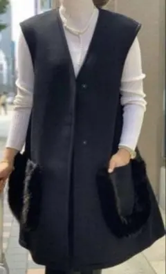 TREFLE＋1 トレフル　エコファーボンディングジレ　ブラック