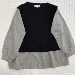 SEASON REASON by Lin&Red　ニット切替　長袖カットソー　M