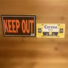 KEEP OUT & Corona ビールブリキサインプレート