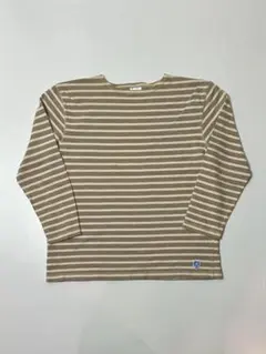 ORCIVAL ベージュ　ボーダー　ロングTシャツ 七分袖　フランス製　サイズ4