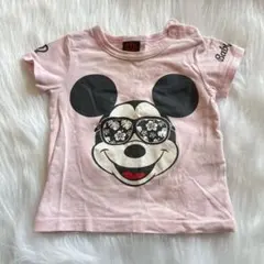 ベビードール ミッキー Tシャツ 80 ピンク ディズニー コラボ 総柄