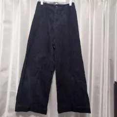 GLOBAL WORK コーデュロイ クロップドワイドパンツ ブラック