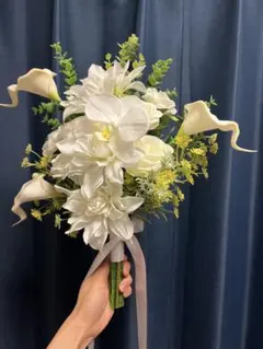 ホワイト・グリーンブーケ・アレンジメント＋ブートニア