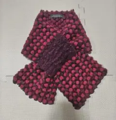 美品・ノビノビ ＜日本製＞ ポコポコ キャンディマフラー 赤系