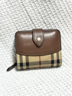 BURBERRY 三つ折り財布 ブラウン チェック - メルカリ