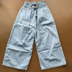 GU GIRLSライトデニムプルオンワイドパンツ　130
