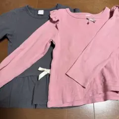 プティマイン　フリル付き長袖カットソー 2色セット