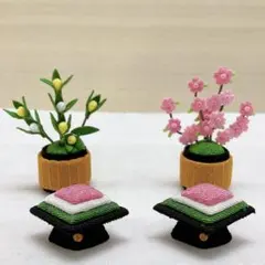 お雛様小道具【桜橘＆菱餅一対】ちりめん細工 ひな祭り 雛飾り 初節句 パーツ新品