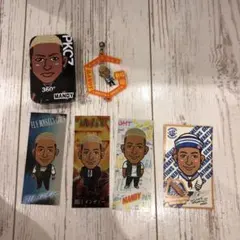 千社札3つ、キーホルダー、缶、居酒屋カード、5点セット