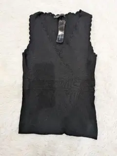 【タグ付き】AUGUST SILK ブラック ノースリーブニット S シルク