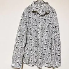 １点限り◆niko and ... 【3】動物柄長袖シャツ 犬柄 シャツ 白 黒