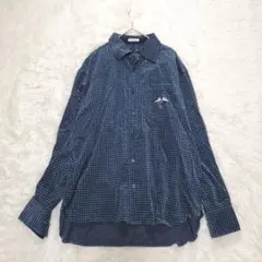 PIASPORTS チェック柄 長袖シャツ ネイビー サイズ4　刺繍ロゴ　秋冬のサムネイル