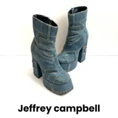 jeffrey campbell デニムパッチワーク ヒールブーツ