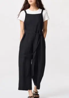 美品★ユニクロUNIQLOリネンブレンドジャンプスーツ　サロペットオールインワン