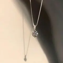 096S【大人気】一粒CZネックレス S925 シルバー プラチナコート 上品 