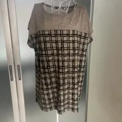 3L Amulette チュニック ワンピース 大きいサイズ チェック柄 グレー