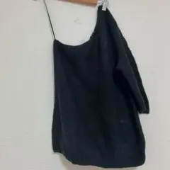 ラファイエット ワンショルダーニット アシンメトリー 7分袖 黒 綿 パーティー