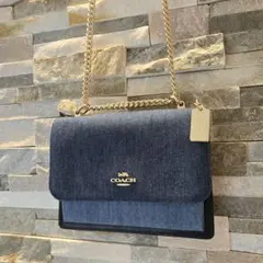 美品　COACH　コーチ　デニム　レザー　ショルダーバッグ　ポーチ