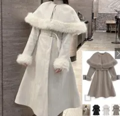 GRLのマルチWayケープベルトファーフレアコート<kz572>