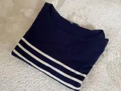 無印良品　ネイビーとホワイトのストライプ長袖Tシャツ　ボーダー　Mサイズ