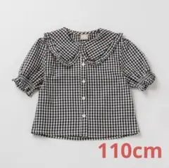 petit main BIGカラーブラウス 黒 110cm