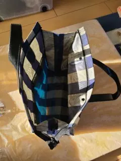 青と白のストライプ トートバッグ