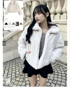 ステンカラーファーコート kd112 ブラック