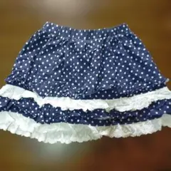 ゆ*い様 フリル付きネイビー水玉ミニスカート