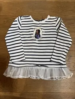 〈最終お値下げ〉petit main ストライプ フリル 長袖カットソー 110