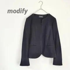 【モディファイ】ノーカラージャケット フォーマル セレモニー ブラック LL