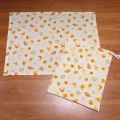 給食袋　＆　ナフキン　セット　海の生き物　パン　ハンドメイド