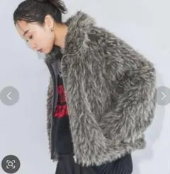 【最安値　最終値下げ】JEANASIS MIX カラーファーブルゾン　グレー