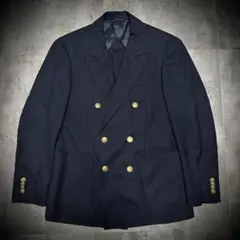 美品 00s ダブル テーラードジャケット サマースーツ 紺ブレ 金ボタン S