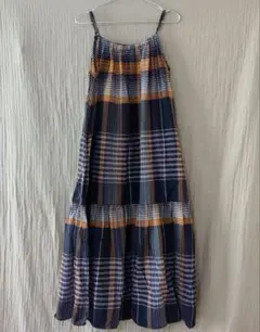 無印良品マドラスチェックキャミソールワンピース（Lサイズ）