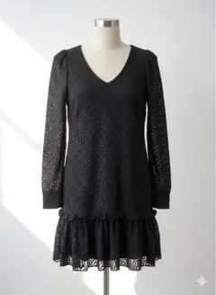 FLORENT 総レース チュニック Vネック 上品 ミニ ワンピース