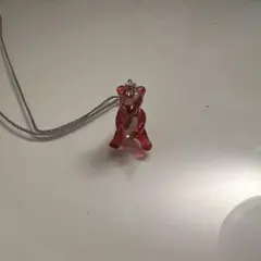 クマ型ペンダント ネックレス 赤