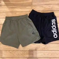 adidas ハーフパンツ サッカー 黒 カーキ S 2枚セット 難アリ