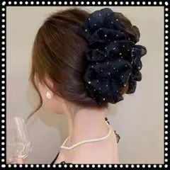 ヘアクリップ　バンスクリップ　ブラック　ストーン　キラキラ　黒 n