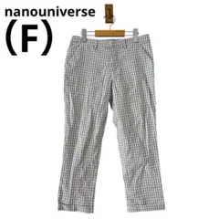 0657 nanouniverseナノユニバースチェック柄パンツグレー系フリー