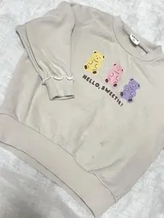 chil2チルツー くまさんトレーナー 90 ベージュ