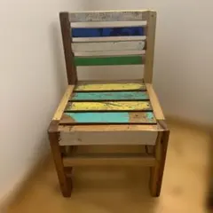 ヴィンテージ ターコイズブルー 革張り 木製椅子 Chair - メルカリ