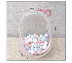 【新品未使用】透明ポーチ カラフルポンポン付き