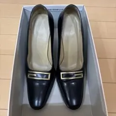 (35.5)GUCCI ブラックレザー ハイヒールパンプス