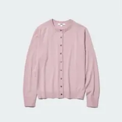 美品　ユニクロ メリノクルーネックカーディガン　ピンク