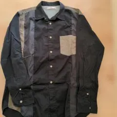 EDWIN ストライプ 長袖シャツ M ネイビー/カーキ