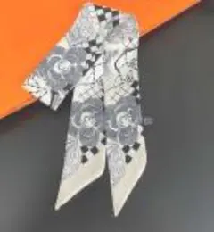 シルク 花柄 スカーフ リボンスタイル